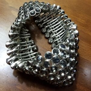 Black/Gray with Silver stretch bracelet